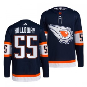 Edmonton Oilers Dylan Holloway 55 Adidas 2022-23 Reverse Retro 2.0 Navy Trikot Authentic - Herren